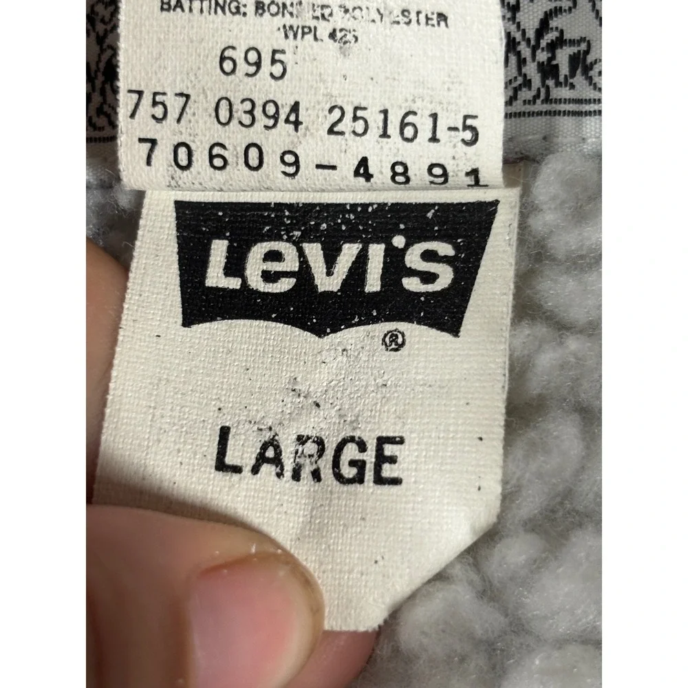 Levis Mens Vintage Sherpa Lined Denim Trucker Jacket 70609-4891 Blue Large - Picture 5 of 10